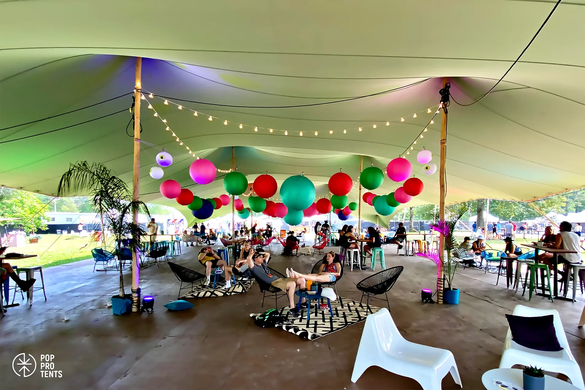 Stretch tent kids family zone at outdoor festival