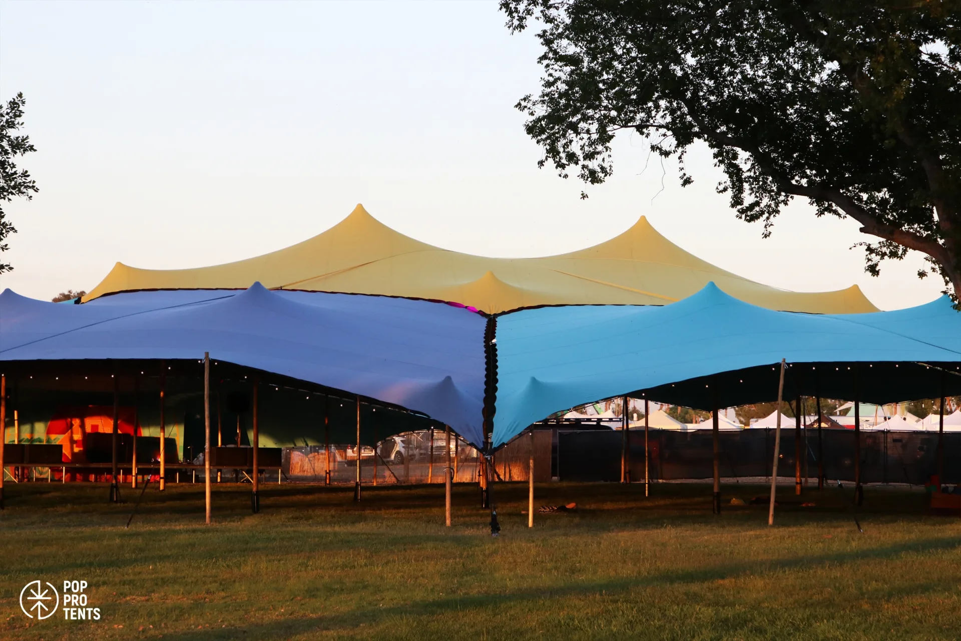 Yoga Sol stretch tent at Lightning in a Bottle festival
