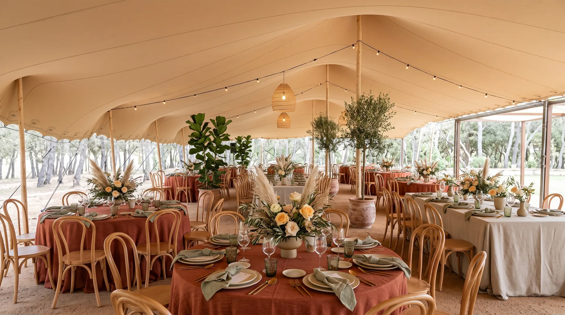 Wedding celebration under a Pop Pro Tents stretch tent